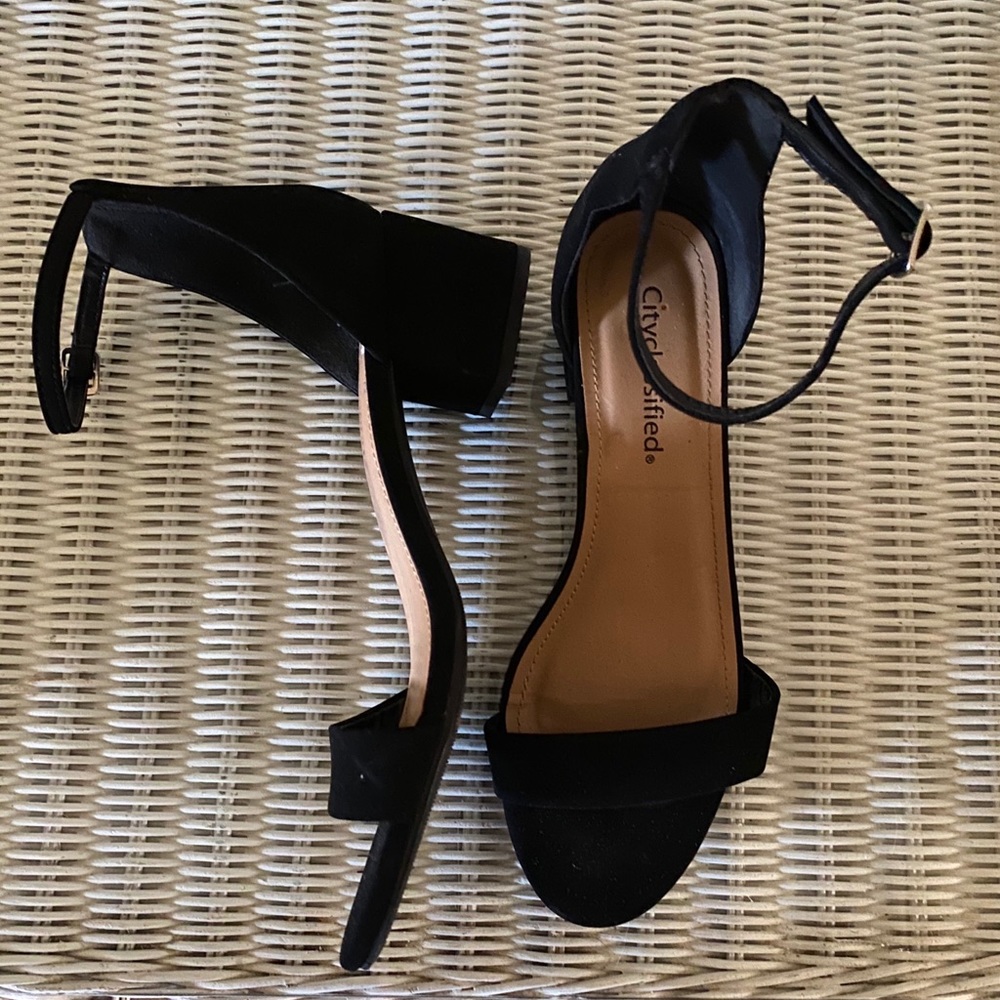 Cityclassified Elegant Black Ankle Strap Heels